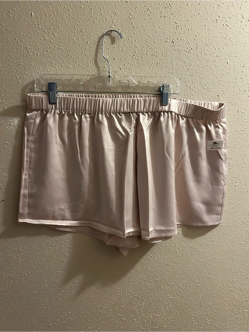 INC International Concepts Light Blush Satin Cami and Shorts Set with Black Trim - Picture 5 of 6